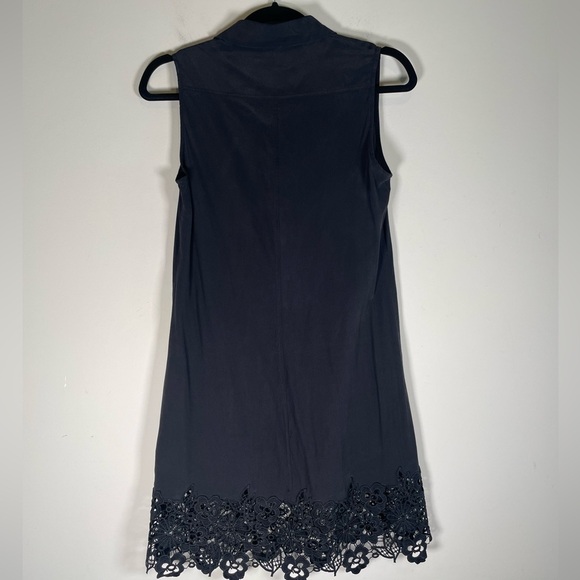 EQUIPTMENT Femme Lucida Silk Dress Black LBD Sleeveless Embroidered Lace Sz S - Picture 9 of 11
